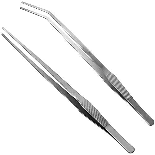 Aquarium Tweezers Extra Long 15 Inches, Luxiv Stainless Steel Straight And Curved Tweezers 38Cm Extra Long Tweezers For Fish Tan