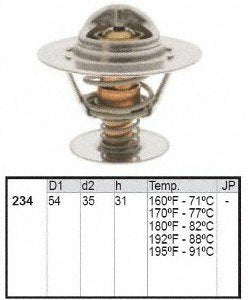MotoRad 234-192 Thermostat Engine Coolant Thermostat Fits VW Jetta 80–04 Golf 85–06 Beetle 98–10 Cabrio 95-02 Cabriolet 85-93 Passat 90-05 Ford F-150 97 Volvo V70 98–02 044121113 056121113D 271664