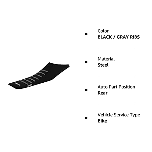 Enjoy Mfg Seat Cover - Compatible Fit For Husqvarna 701 Enduro/Supermoto/Husqvarna 701Sm - All Black/Grey Ribs #182 Logo