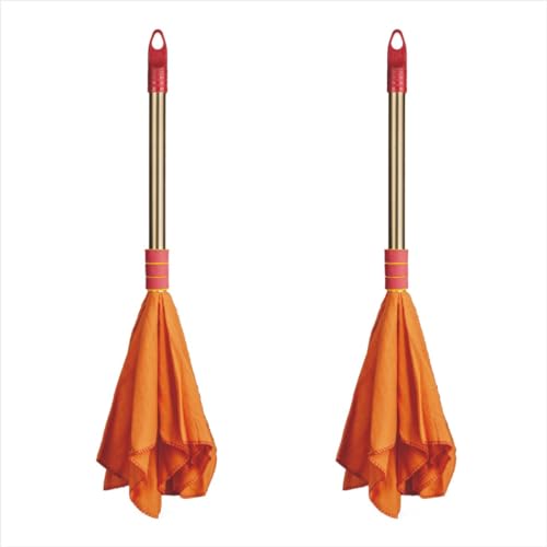 Vimal Golden Handle Duster (Dust Mop  High Density Dusting Cloth With Handle) Orange Color Flannel Cloth Stick For Home/Office
