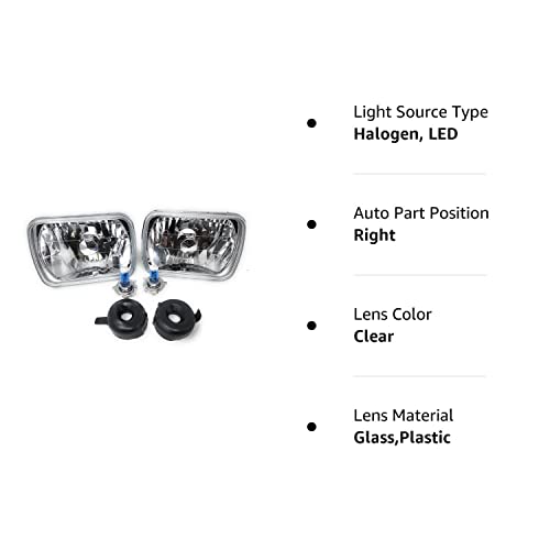 H6054 7''X6'' Chrome Housing Diamond Cut Headlights Replacement Glass H4 '' 7X6