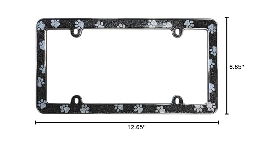 Cruiser Accessories Paws Bling License Plate Frame, Black/Chrome