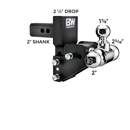 B&W Trailer Hitches MultiPro Tow & Stow, 2 Receiver, Tri-Ball, 10,000 GTW, 2.5 Drop, Black - TS10064BMP