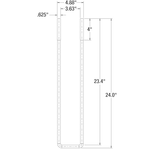 Buyers Products Ub623524 24'' Square Bend U-Bolt Kit, 4 Complete U Bolt Kits, 5/8'' Bolt, 1/2'' X 4 1/4'' Tie Bars, Grade 5 Equi