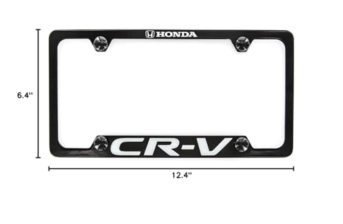 Honda CR-V Black Coated Zinc License Plate Frame Holder Wide Bottom engrave 4 Hole
