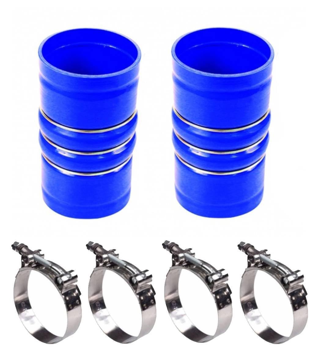 Torque 2Pcs Silicone Cac Charge Air Cooler Hump Hose 3 1/2 X 6 3/8 With T-Bolt Clamps Set, 3.5 Inch Id Turbo, Air Intake And Intercooler Hose Kit (Replaces Volvo 20550690, 70396458, Mack 45Md384M)