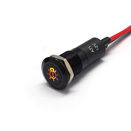 Alpinetech PLB12MS 12mm 1/2 12V LED Metal Signal Indicator Pilot Dash Light (Exterior Light Failure)
