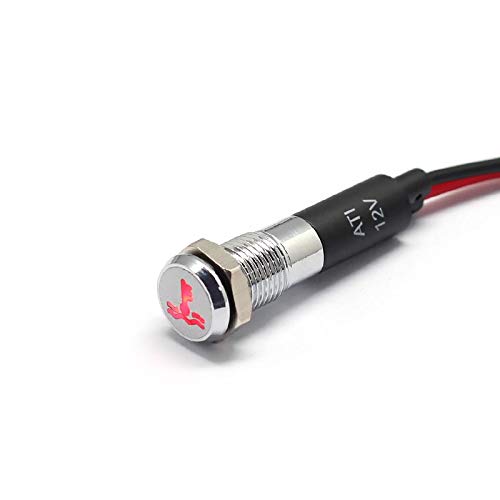 Alpinetech PL8MS 8mm 5/16 12V LED Metal Signal Indicator Pilot Dash Light with Symbols (Temperature Warning)