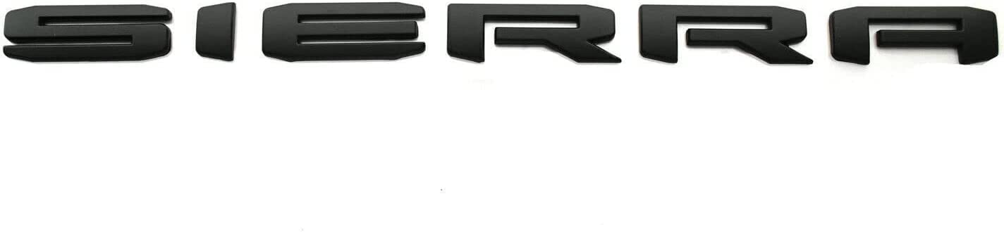 4Pcs At4 Hd Emblem Sierra Letters 3D Side Door Rear Tailgate Badge Sticker Decal Nameplate 85002068 Replacement For Sierra 1500 2500Hd 3500Hd Canyon (Matte Black)