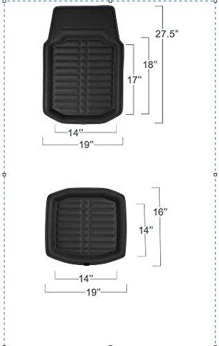 Fh Group Universal Fit For All Weather Protection Deep Tray Style Automotive Floor Mats Fits Most Cars, Suvs, And Trucks, 4 Piece Solid Black