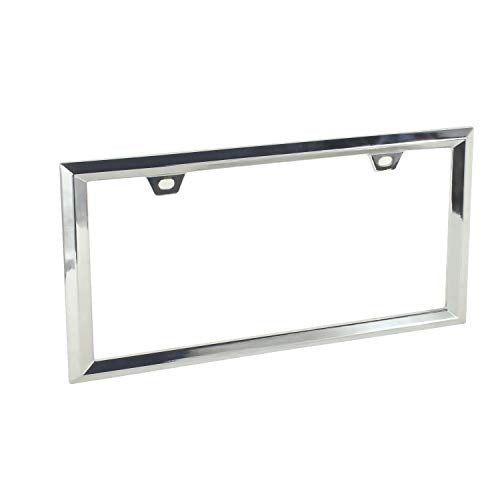 Creathome 3D Chrome License Plate Frames, Pure Zinc Alloy Metal (Triangle Patterned)