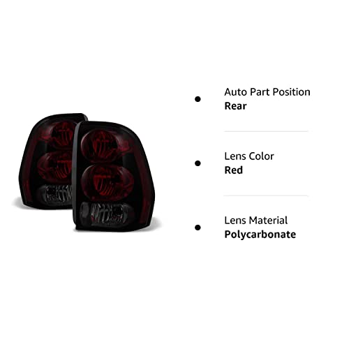 Acanii - For Red Smoked 2002-2009 Chevy Trailblazer Tail Lights Lamps Left+Right Replacement