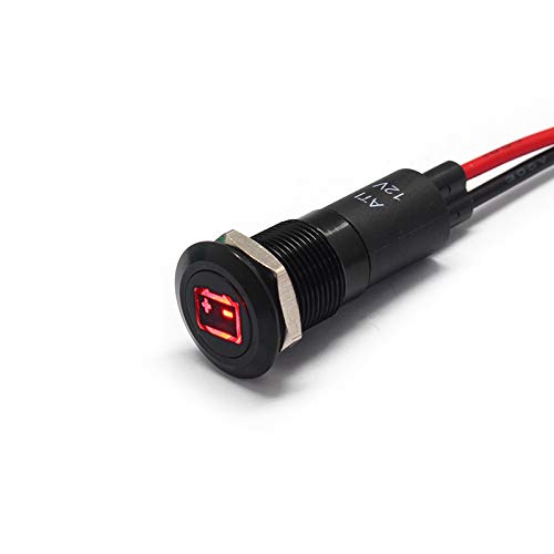 Alpinetech PLB12MS 12mm 1/2 12V LED Metal Signal Indicator Pilot Dash Light (Battery/Alternator Warning)