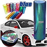 DIYAH 12 X 48 inches Self Adhesive Shiny Chameleon Headlights Tail Lights Fog Lights Films,Film Sheet Sticker,Tint Vinyl Film (Dark Blue)