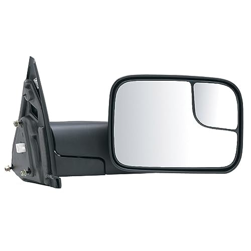 Fit System Passenger Side Towing Mirror for Dodge Ram Pick-Up 1500, 2500/3500, textured black, spot Mirror, flip-out head, foldaway, Heated Power