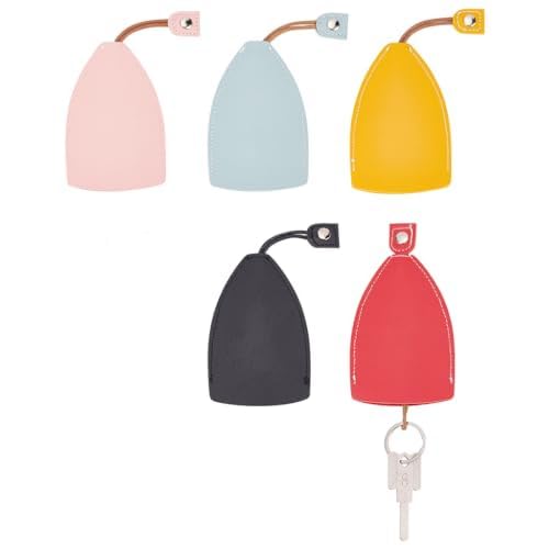 Craspire Car Key Case 5Pcs 5 Colors Creative Pull-Out Large-Capacity Car Key Case Pu Leather Protective Case，Car Key Pendant Ornament Key Sleeve For Car Key Keychain Bag Decor