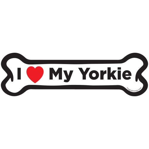 Magnet Me Up I Love My Yorkie Dog Bone Magnet Decal, 2x7 Inches, Heavy Duty Automotive Magnet for Car Truck SUV