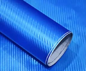 Rockrose 7D Super Glossy 7D Blue Carbon Fiber Vinyl Wrap, Anti-Wrinkle, Air Release Automotive Bubble Wrap, Self Adhesive Car Vi