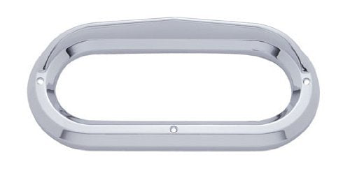 United Pacific (2) Oval Chrome Visor Bezels/Covers 6'' Grommet Mounted Led Stop Tail Lights