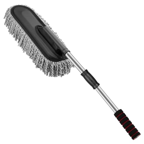 Allextreme Soft Microfiber Car Duster Brush With Extendable Handle Wet & Dry Scratch Free Surface Cleaner Multipurpose Kitchen A