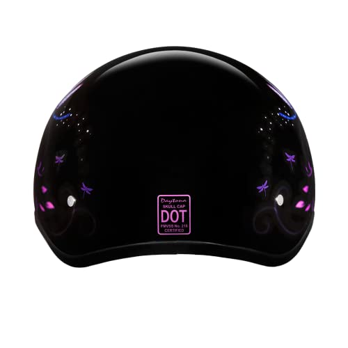 Daytona Helmets Motorcycle Half Helmet Skull Cap- Dragonfly 100% Dot Approved