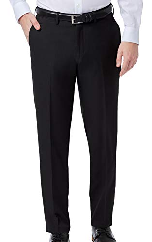 Haggar Mens Premium Comfort Dress Slim Fit Flat Front Pant, Black, 32X36