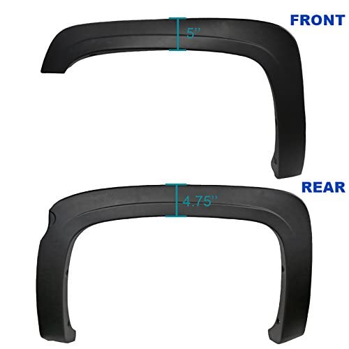 SPEC-D Tuning Fender Flares, Black Polypropylene, 2007-2013 Chevy Silverado 1500, Model FDF-SIV07SBBK-RS, 69.3"
