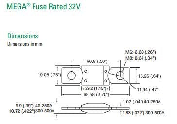Littelfuse 0298060 Bolt Down Auto Fuse 60A Time Delay 32V 298 Series, Mega