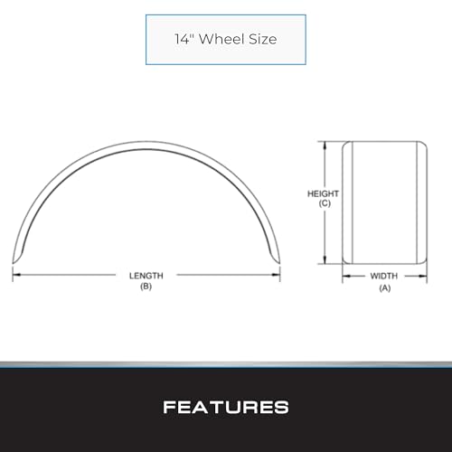 Tie Down Trailer Fender - Single Axle, 16 Gauge Galvanized Steel - for 14'' Wheel Tire Assemblies- 31.5'' L x 9'' W x 13'' H (1