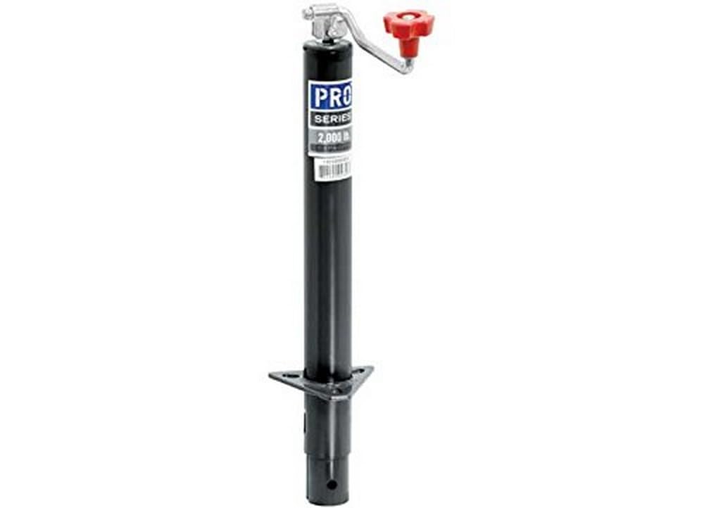 Reese Pro Series 1401000303 Round Trailer Jack, A-Frame, 2,000 lbs. Lift Capacity, Topwind, Bolt-On, 15 Inch Travel