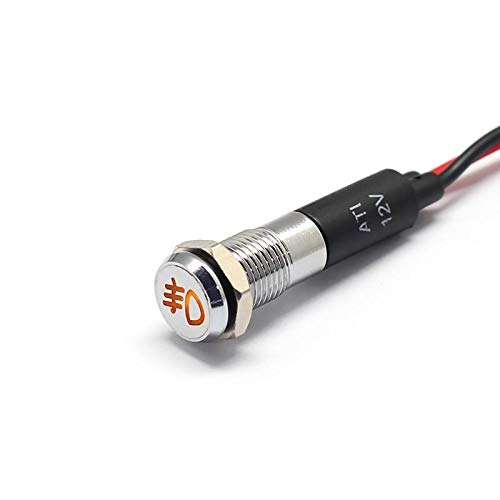 Alpinetech PL8MS 8mm 5/16 12V LED Metal Signal Indicator Pilot Dash Light with Symbols (Fog Light 1)