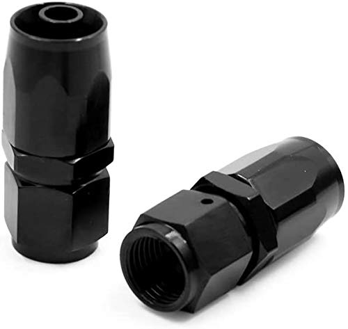 4Pcs 6An Straight Swivel Hose End Fitting For Fuel Oil Line Aluminum Black (Straight)