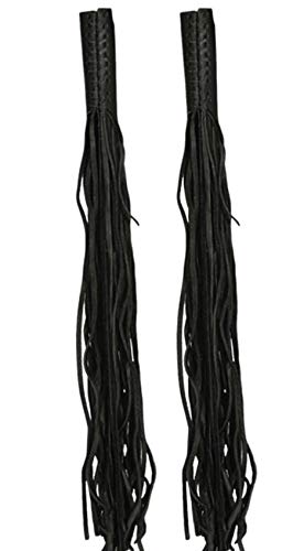 Motorcycle Heavy Duty Blk Fringe Throttle Grip Cover 20 Long Real Leather Fits most Harleys