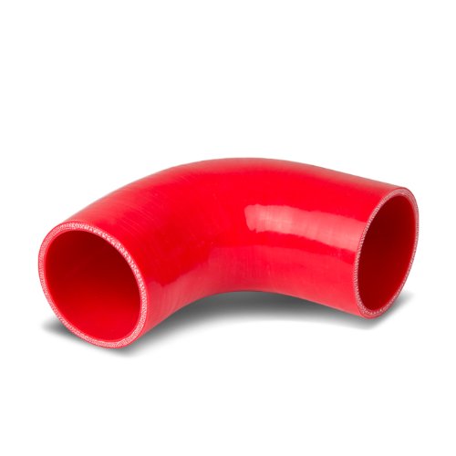 Auto Dynasty 2.5 Inches To 2.75 Inches 90 Degree Elbow Turbo/Intercooler/Intake Piping Coupler Reducer Silicone Hose, (Red)