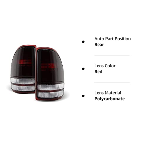 Acanii - For 1997-2004 Dodge Dakota Red Smoked Lens [Oe Style] Tail Lights Brake Lamps Assembly Pair Set Left+Right