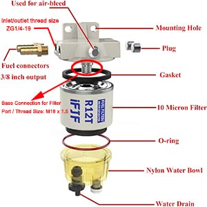 Ifjf Marine Fuel Water Separator Element Of R12T Fuel Filter/Water Separator 120At Npt Zg1/4-19 Fits Diesel Engine Replaces S324