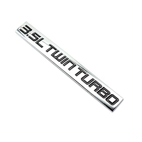 Chrome Finish Metal Emblem 3.5L Twin Turbo Badge (Red & Black Letter) " (Black)