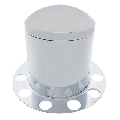 United Pacific 10213 - Axle Hub Cover - Chrome Dome Rear Axle Cover 3Pc Kit With 1.5'' Nut Cover - Aluminum Wheel