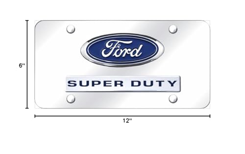 Au-Tomotive Gold, Inc. Officially Licensed Dual Logo License Plate For Ford Super Duty (Chrome)