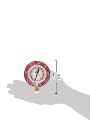 Yellow Jacket 49137 Red Pressure Gauge, 0-800 psi, R-22/404A/410A, 3-1/8" Metal
