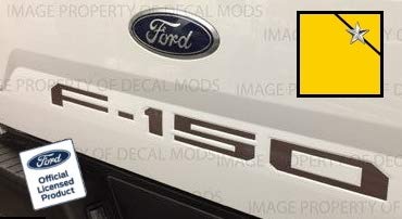 Decal Mods Tailgate Insert Decals Letters Inlays Indent Stickers (Thin) For Ford F150 (2018-2020) Yellow Reflective (Reflects Ye