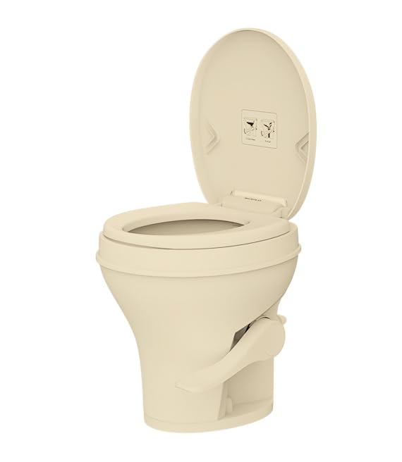 Seaflo Ceramic Residential Height Camper/Rv Toilet With Sprayer Attachment & Elongated Ceramic Bowl, 19    Standard Height, Grav