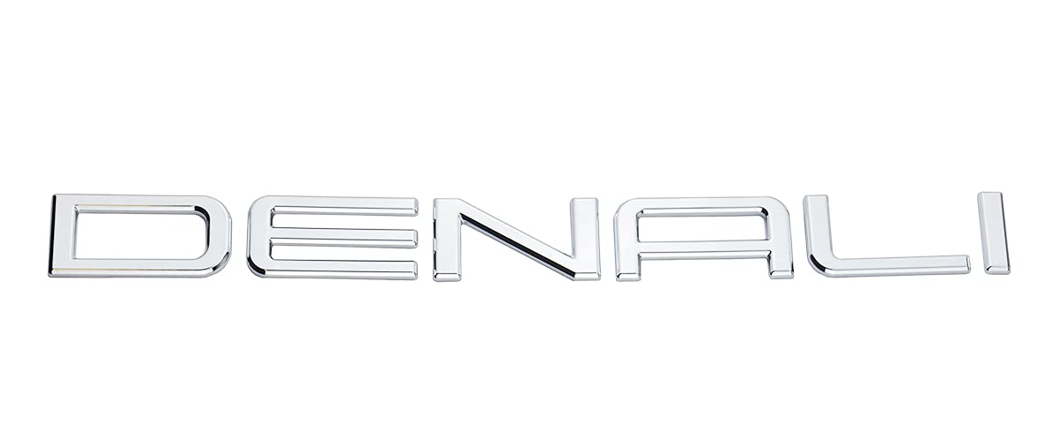 2Pc Denali Door Emblem Liftgate Badge Nameplate Envoy Yukon 15070426 Replacement For 01-08 Denali (Chrome)