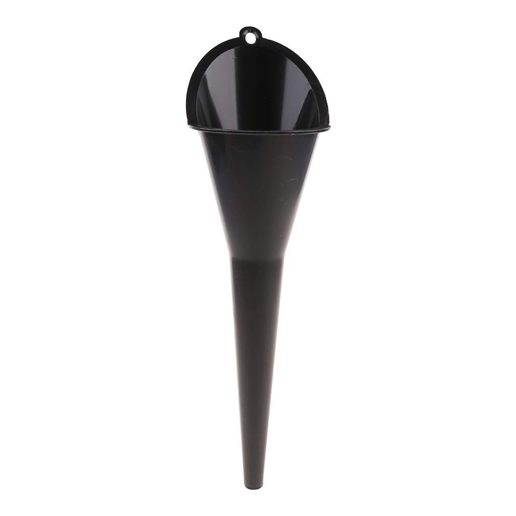 Black Heavy-Duty Engine Oil Funnel 28cm/11in - Multi-Function Plastic Fluid Transfer Tool for Car/Motorcycle/ATV/Boat, Long Stem