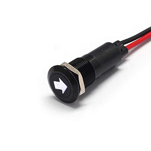 Alpinetech PLB12MS 12mm 1/2 12V LED Metal Signal Indicator Pilot Dash Light (Single Arrow)