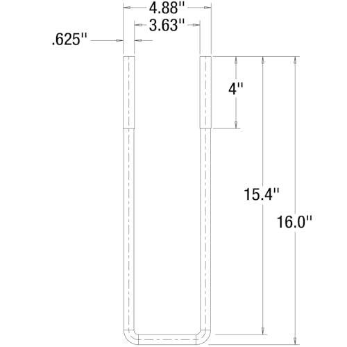 Buyers Products Ub623516 16 Inch Square Bend U-Bolt Kit, 4 Complete U Bolt Kits, 5/8'' Bolt, 1/2'' X 4 1/4'' Tie Bars, Grade 5 E