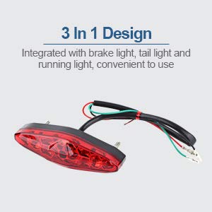 Keenso 12V Universal 15 Led Motorcycle Rear Tail Light Brake Stop Running Tail Light Atv Dirt Bike (B)