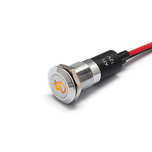 Alpinetech PL12MS 12mm 1/2 12V LED Metal Signal Indicator Pilot Dash Light (Fog Light 1A)