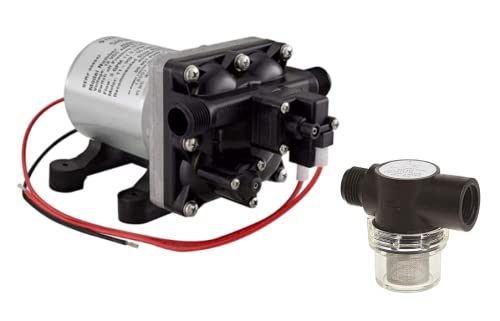 Sct Shurflo 12 Volt Rv Water Pump 3.0 Gpm - 4008-101-A65 / E65 & 1/2' | Rv Plumbing & Camper Water Pump | Twist-On Optional Pipe Strainer Bundle | (Receive 1 Pump With Strainer)…
