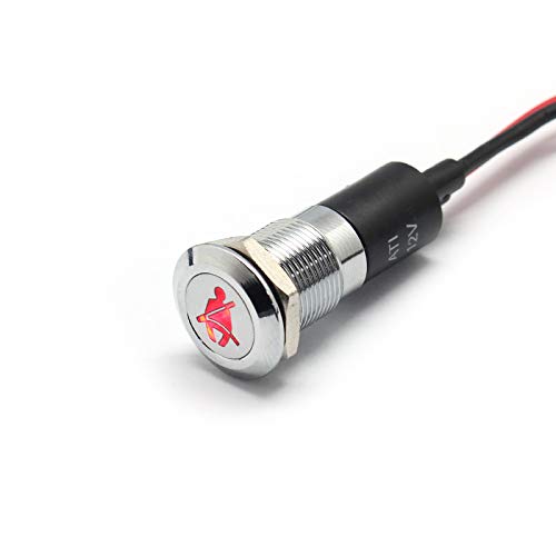 Alpinetech PL12MS 12mm 1/2 12V LED Metal Signal Indicator Pilot Dash Light (Seat Belt Warning)